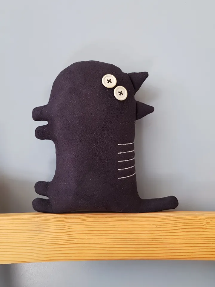 Black cat sewing pattern PDF digital tutorial in English, Halloween doll sewing diy