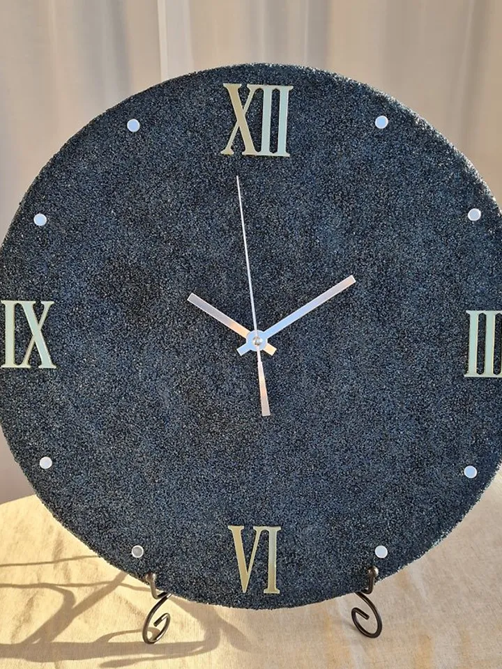 Large gray stone wall clock 40 cm Modern wall clock Unique clock Silent clock