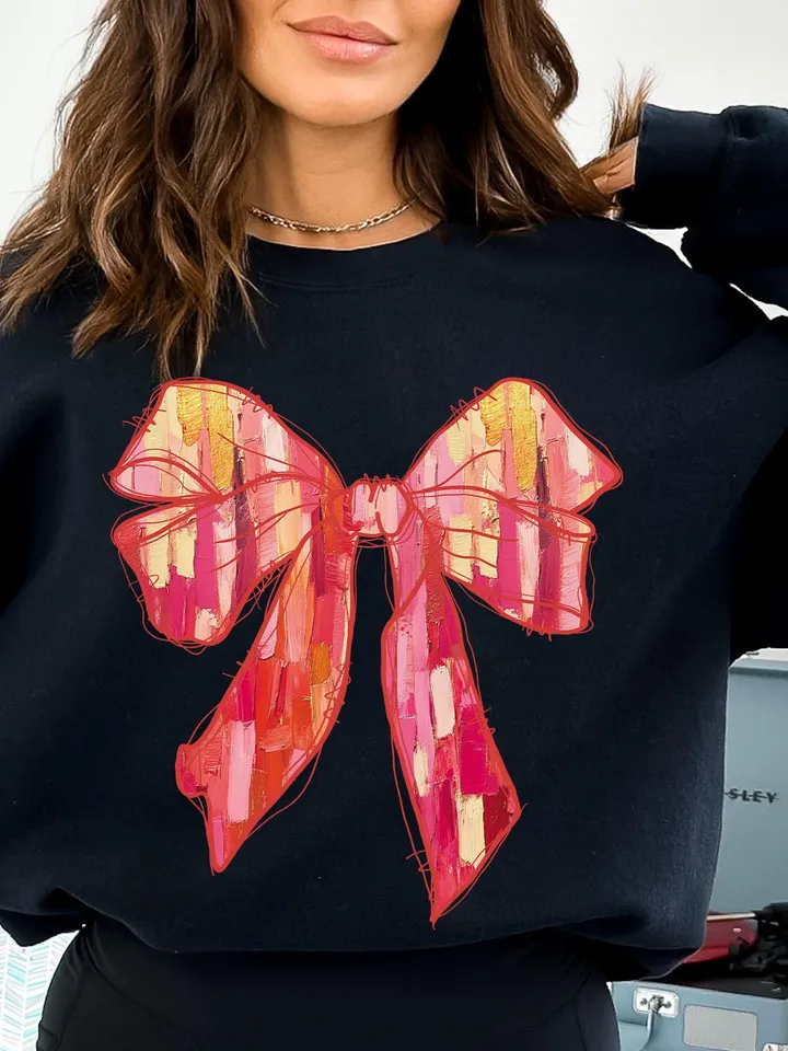 Valentine's day Brushstroke Coquette bow Png, Retro Valentine Shirt Design, Valentine's Day Png, Valentine Love Png, valentine's day bow png