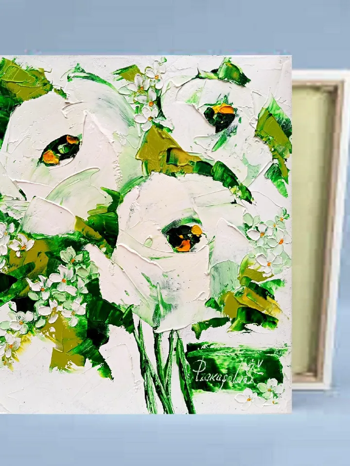 Lilac Painting Flower on Canvas Peony Original Art Impasto Painting Floral Wall Art Peonies Oil Painting Canvas Gift by ArtProkopaloSv