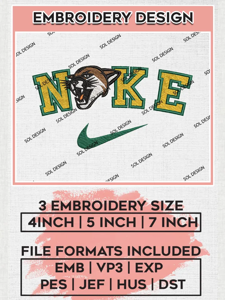 Nike Vermont Catamounts Machine Embroidery Design, NCAA Vermont Catamounts Embroidery Design files, NCAA Logo Embroidery Designs, NCAA Machine Embroidery Designs, Digital Download