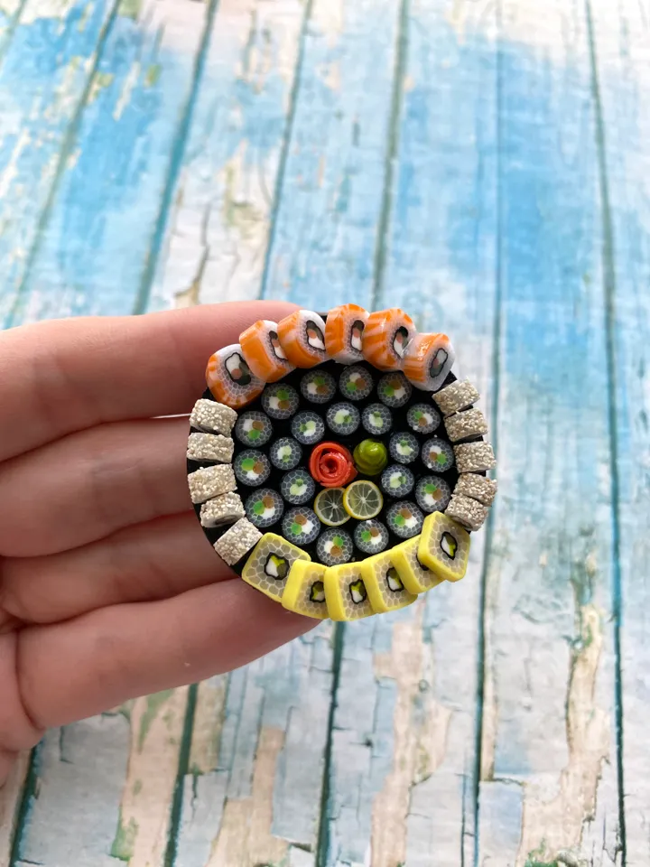 Magnet Miniature Sushi Board with Polymer clay Souvenir