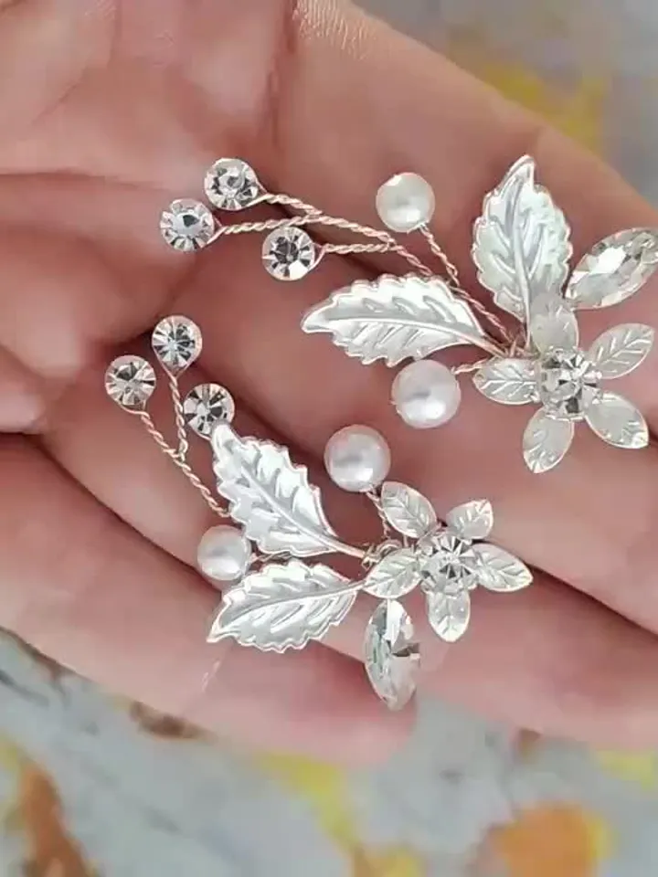 Silver Gold Swarovski Crystal Bridal Earrings Floral Leaf Wedding Earrings Boho Wedding Earrings Boho Bridal Earrings Beads Pearl Jewelry