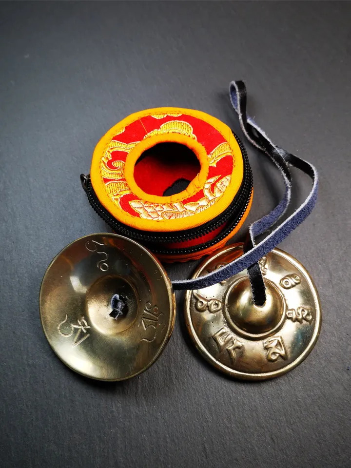 Gandhanra 2.7" Tibetan Cymbals,OM Mantra Tingsha Bell,Buddhism Ritual Implement,Handmade in Nepal