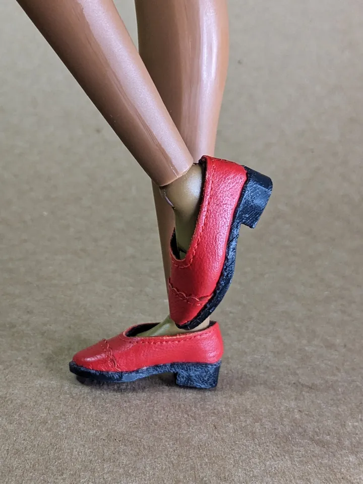 Handmade red & black leather Oxford shoes for 16-inch Integrity dolls (FR16)