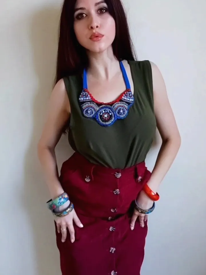 Embroidered Colorful Necklace Jewelry Boho Style Accessories Eclectic Folk Fashion Costume Ethnic Art Bohemian Style Ala Russ
