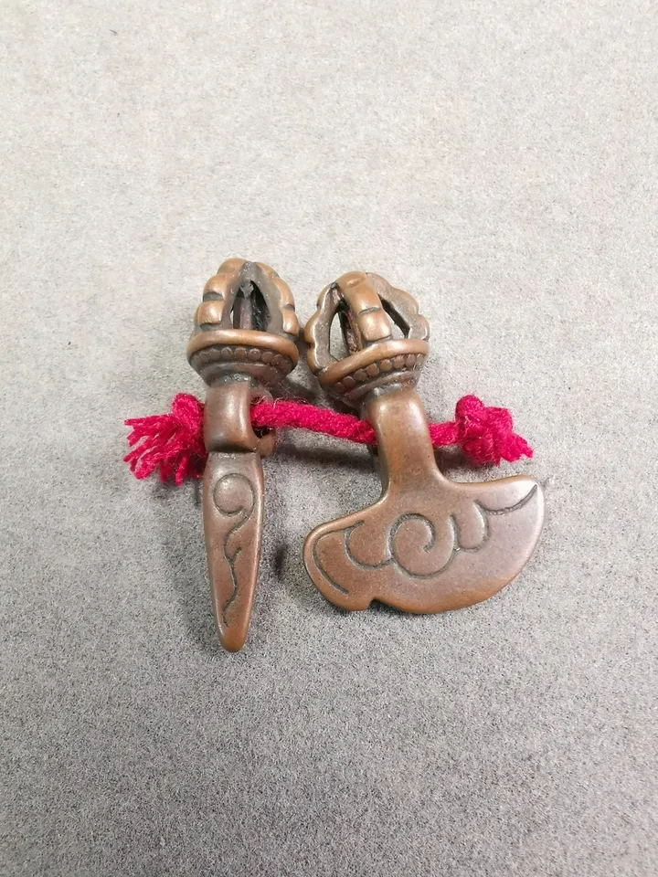Gandhanra Antique Tibetan Amulet Pendant,Mini Phurba and Kartika(knife of the dakinis) ,for Prayer Bead Counter,Mala Accessories