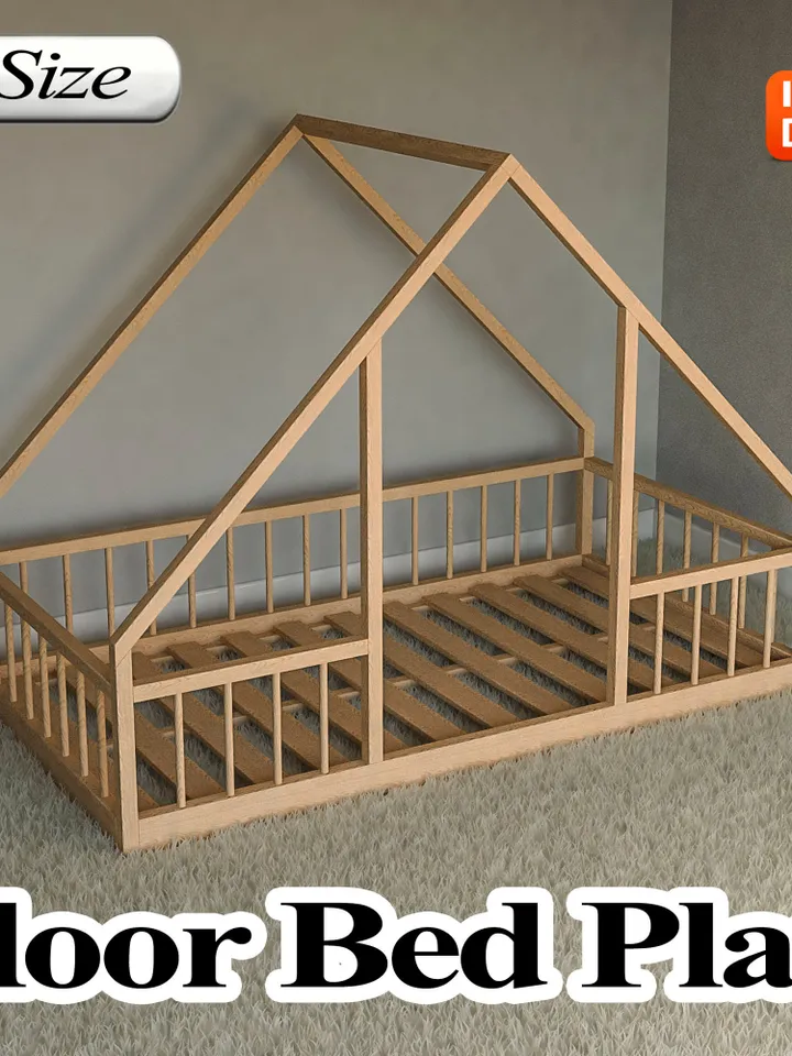 Montessori Floor House Bed Plan, Twin Size, PDF, DIY