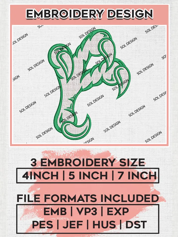 North Texas Mean Green Football Team Logo Embroidery Design Files, NCAA North Texas Mean Green Team Embroidery, NCAA Game Day, Machine embroidery designs, Digital Download