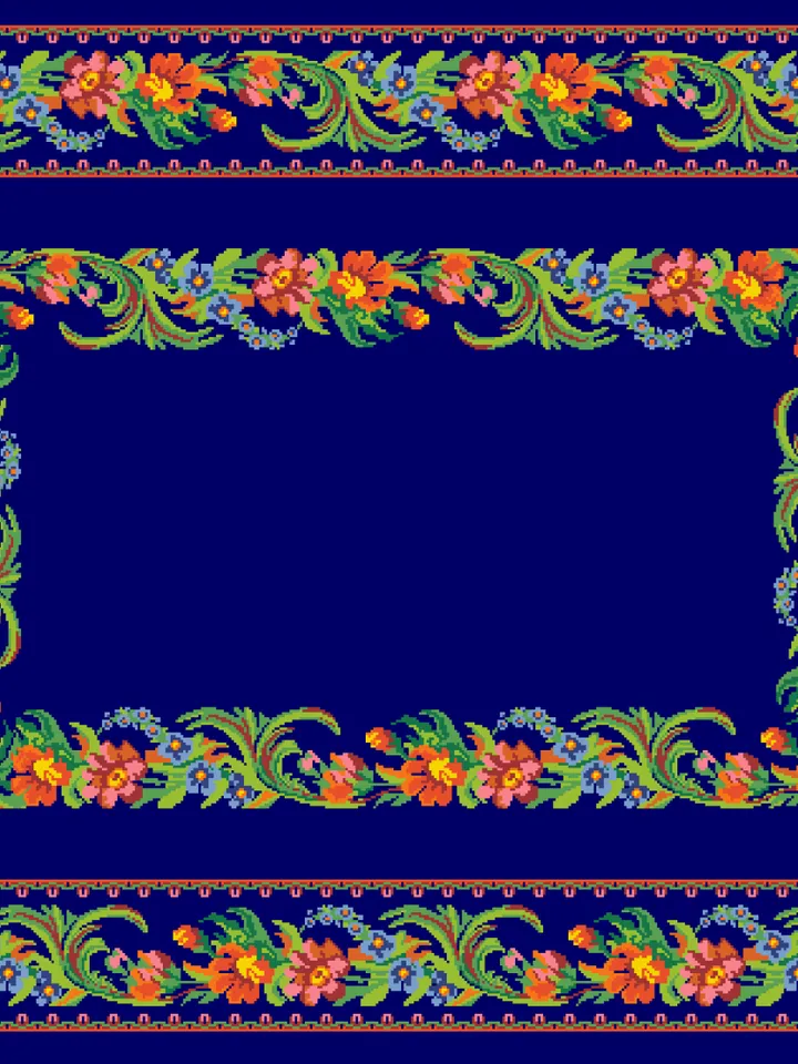 Antique Cross Stitch Pattern Tablecloth with Flowers Counted Digital Download PDF