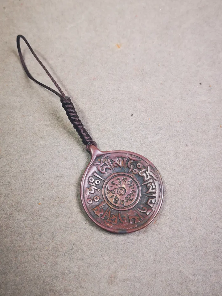 Gandhanra Antique Tibetan Buddhist Protective Amulet Pendant,SIPAHO(srid pa ho),Om Mani Padme Hum,70 Years Old