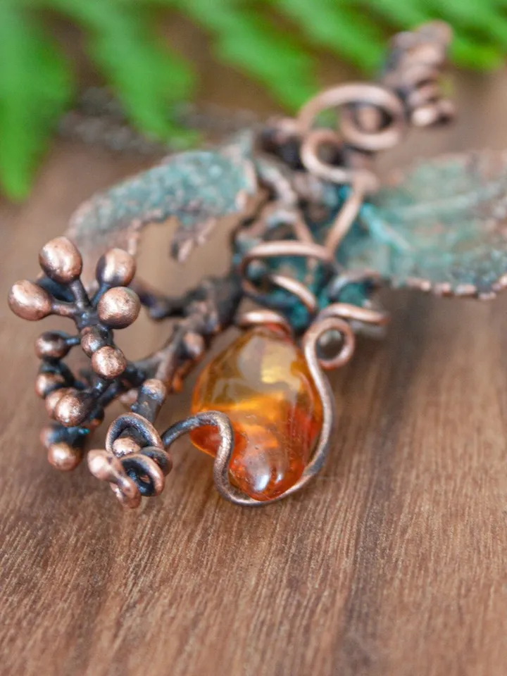 Copper handmade real leaf pendant, nature jewelry, original necklace, great gift for her, electroforming