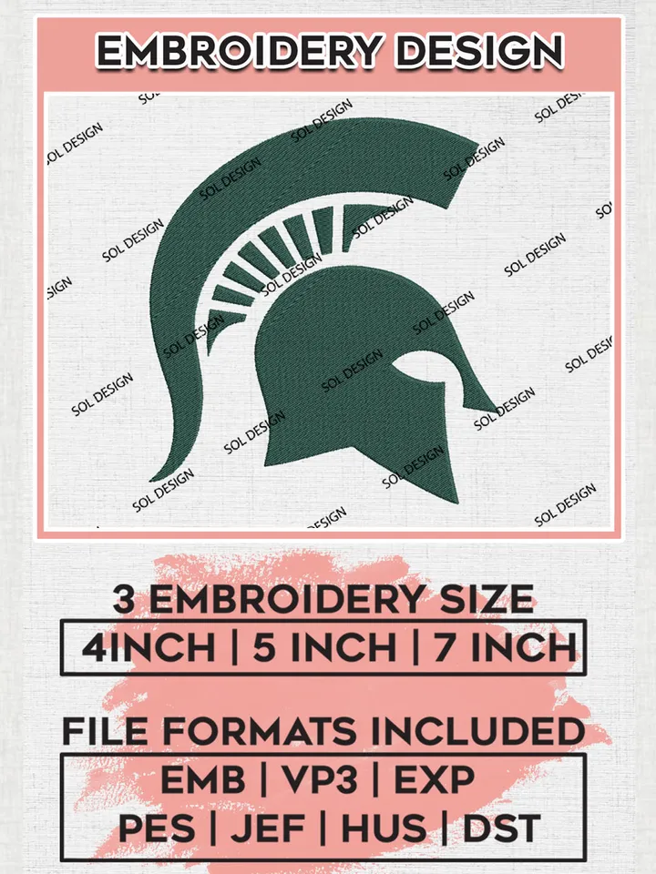 Michigan State Spartans Logo Machine Embroidery Design, NCAA Michigan State Spartans Embroidery Design Design files, NCAA Embroidery Designs, NCAA Machine Embroidery Designs, Digital Download