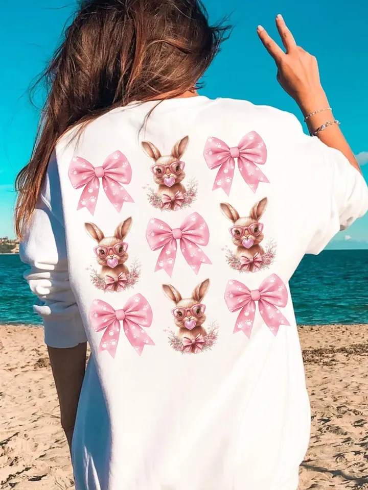 Easter Bunny Coquette PNG, Easter Bunny png, Easter png, Coquette Easter png, Girls Easter Png, Bunny Bow Png, Easter shirt png, Bunny Png