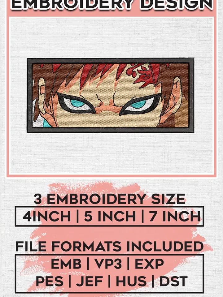Anime Gaara Embroidery Designs, Gaara Logo Embroidery Files, Naruto Machine Embroidery Pattern, Digital Download EMB_ANIME_272