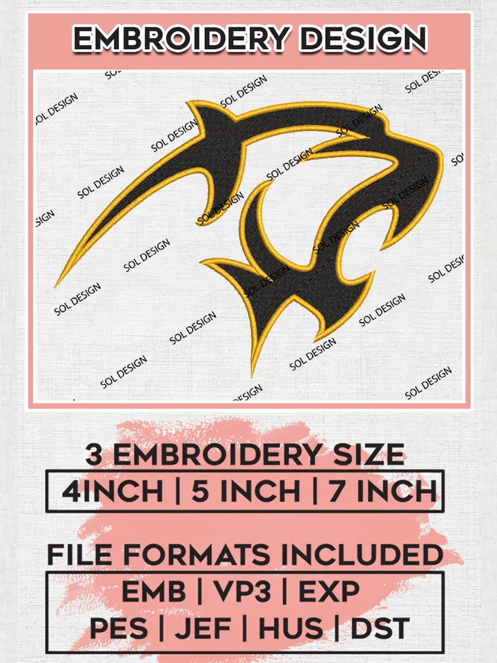 Adelphi Panthers College Team Mascot Logo Embroidery Design Files, NCAA Adelphi Panthers Machine Embroidery, NCAA Teams, 3 sizes, NCAA Machine embroidery designs, Digital Download