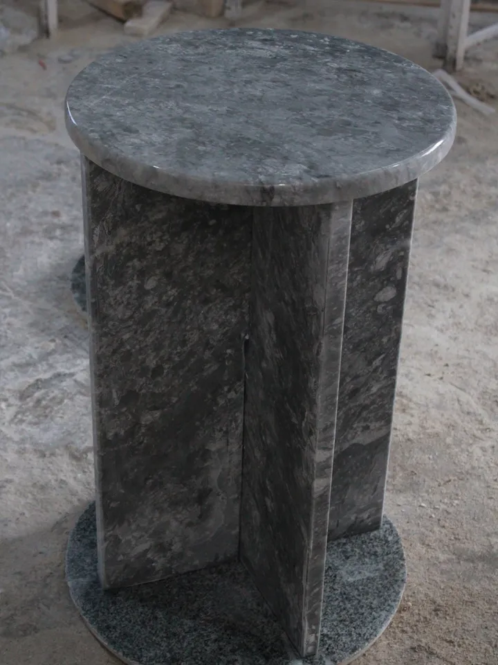 Silver marble side table mini model,nightstand, handmade free shipping, gray marble
