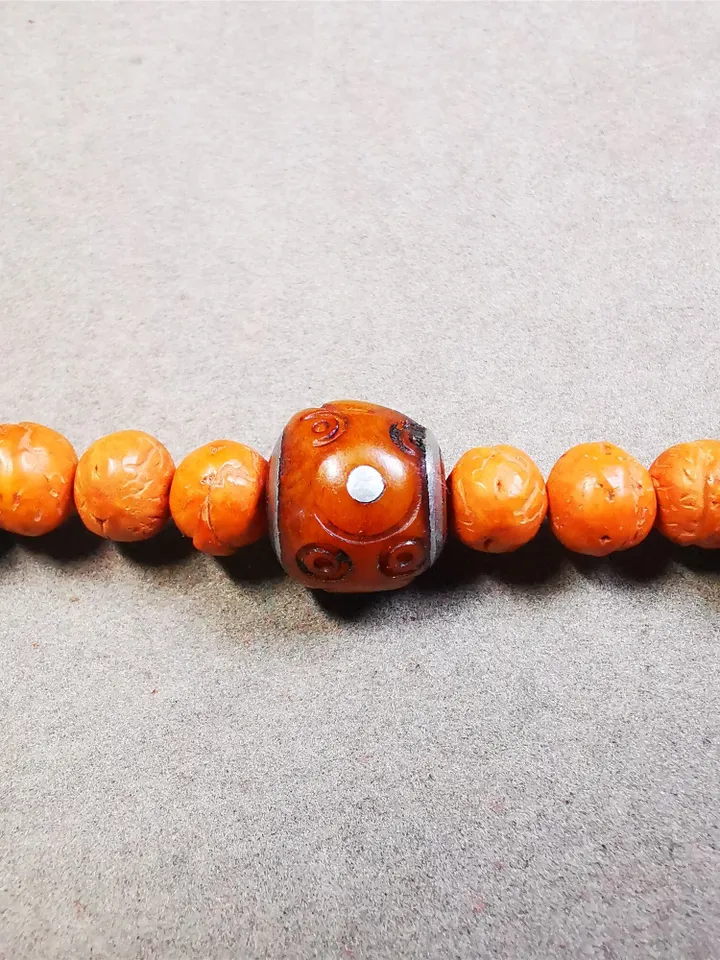 Gandhanra Tibetan Mala Spacer Beads Set,Bone Carved Marker Beads for Prayer Beads Necklace Accessories,Made of Yak Bone and Copper