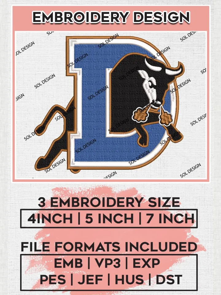 MiLB Durham Bulls Embroidery Design Files, MiLB Durham Bulls Logo, Minor League Baseball Logo Embroidery Designs, MiLB embroidery designs, Machine embroidery designs, Digital Download