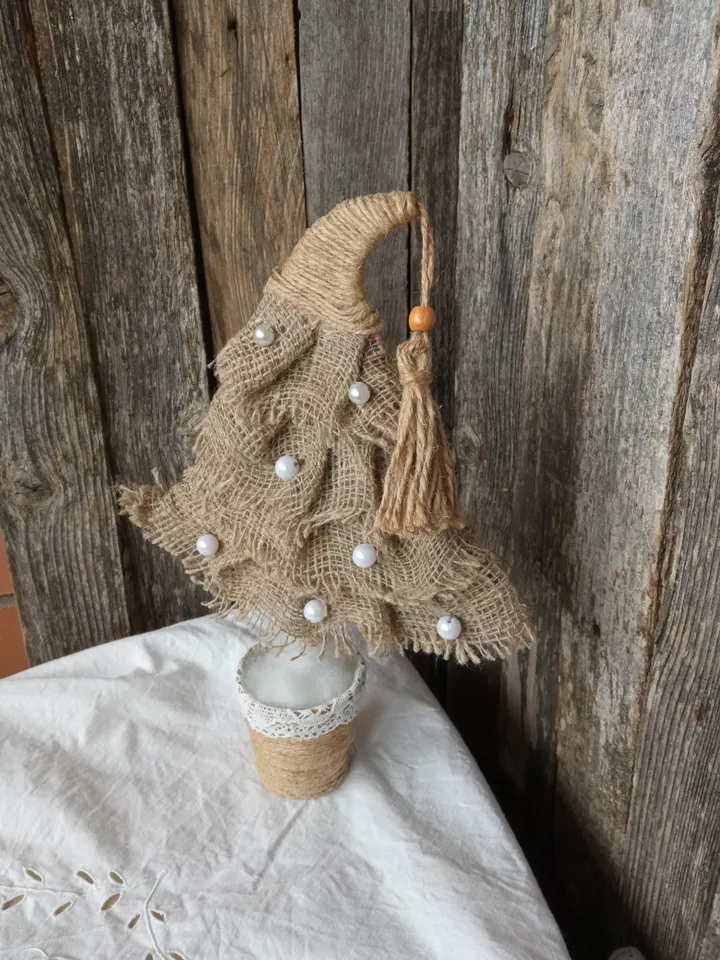 Handmade Christmas tree in eco style Rustic style Xmas gifts Christmas decor. Holidays gifts