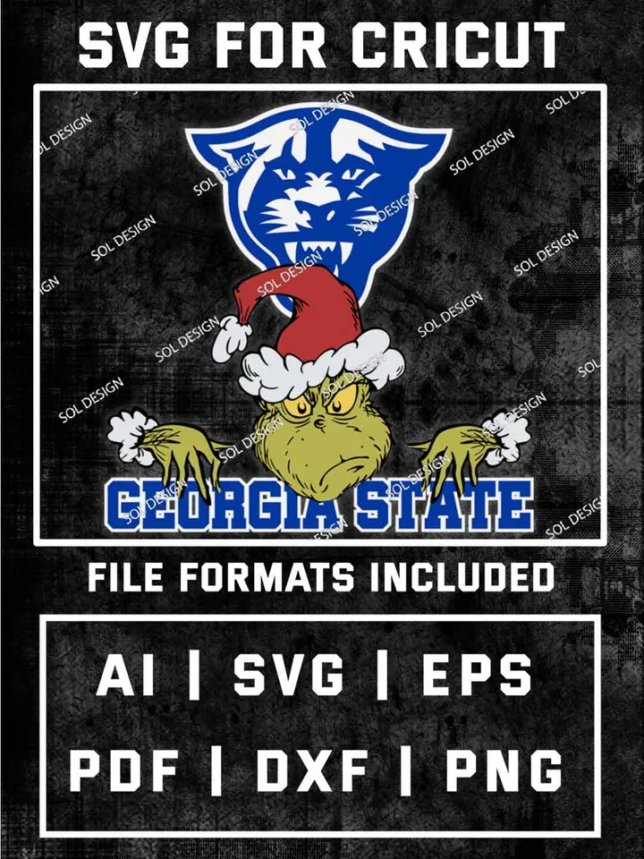 Grinch Georgia State Panthers SVG, NCAA SVG Design, NCAA Georgia State Panthers SVG, NCAA Panthers Cricut, Christmas Svg, Grinch svg, Digital Download