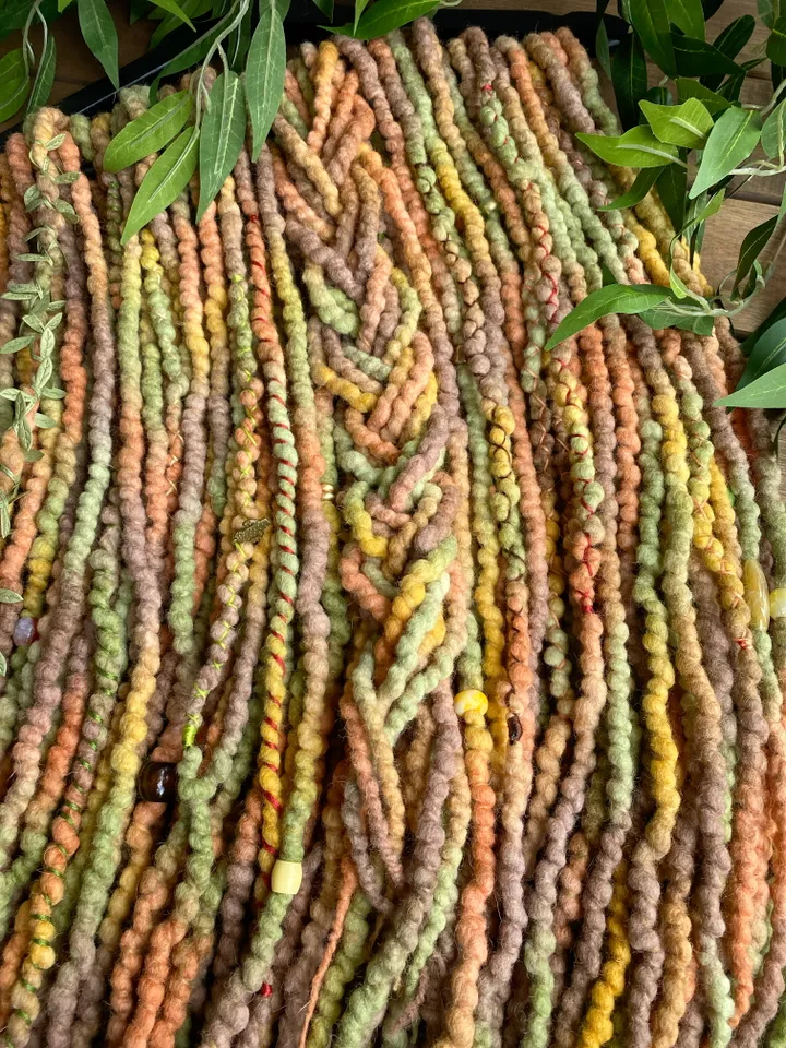 Ginger green brown Wool De dreadlocks Ready to Ship🧡🤎💚💛