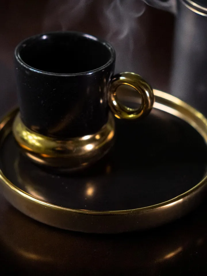 Black And Gold Luxury 12 Pieces Tea Cups And Saucers | Black and Gold Tea Cups | Elegant 12-Pieces Tea Cups