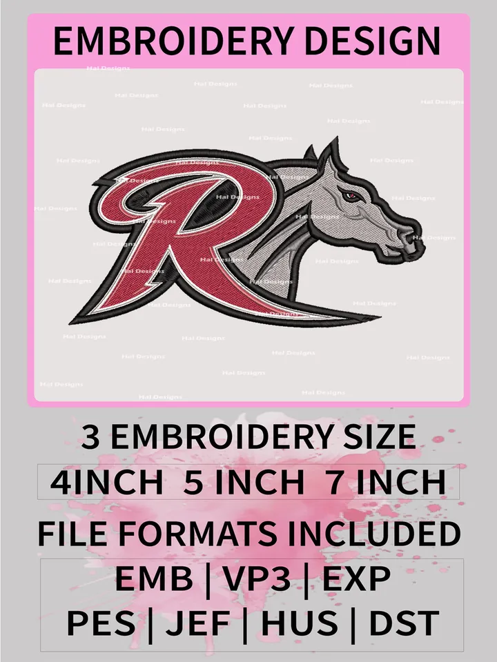 NCAA Rider Broncs Embroidery File, 3 Sizes, 6 Formats, NCAA Machine Embroidery Design, NCAA Logo, NCAA Teams