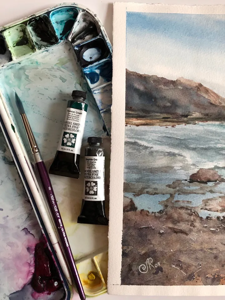 Seascape Original Coastal painting Watercolor Painting Seascape Wall art Ocean Painting Sea Landscape Painting