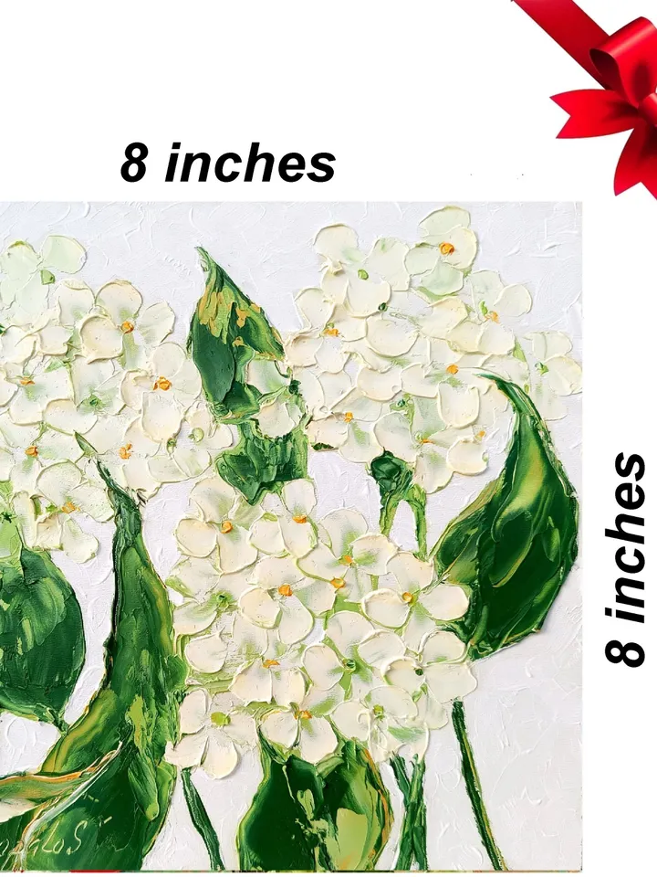 Hydrangea Painting Flowers Original Art 8x8 Impasto Oil Painting Floral Small Artwork