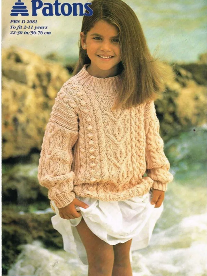 Sweater knitting pattern girl children sweater pattern cable aran sweater tunic pattern pdf instant download