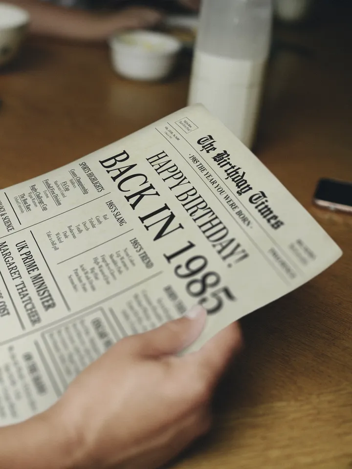 Back in 1985 United Kingdom | 40th Birthday Newspaper Sign | 1985 Birthday Poster UK | 40th Birthday Gift | 40 years ago back in 1985
