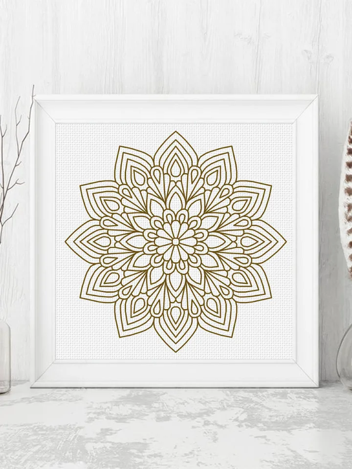Flower mandala blackwork pattern PDF download Mandala ornament Backstitch chart, Blackwork mandala embroidery PDF, Mandala cross stitch #W38