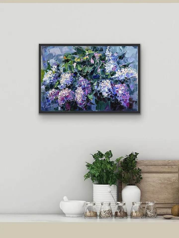 Lilac Painting Flower Original Art Floral Oil Canvas Artwork Impressionism