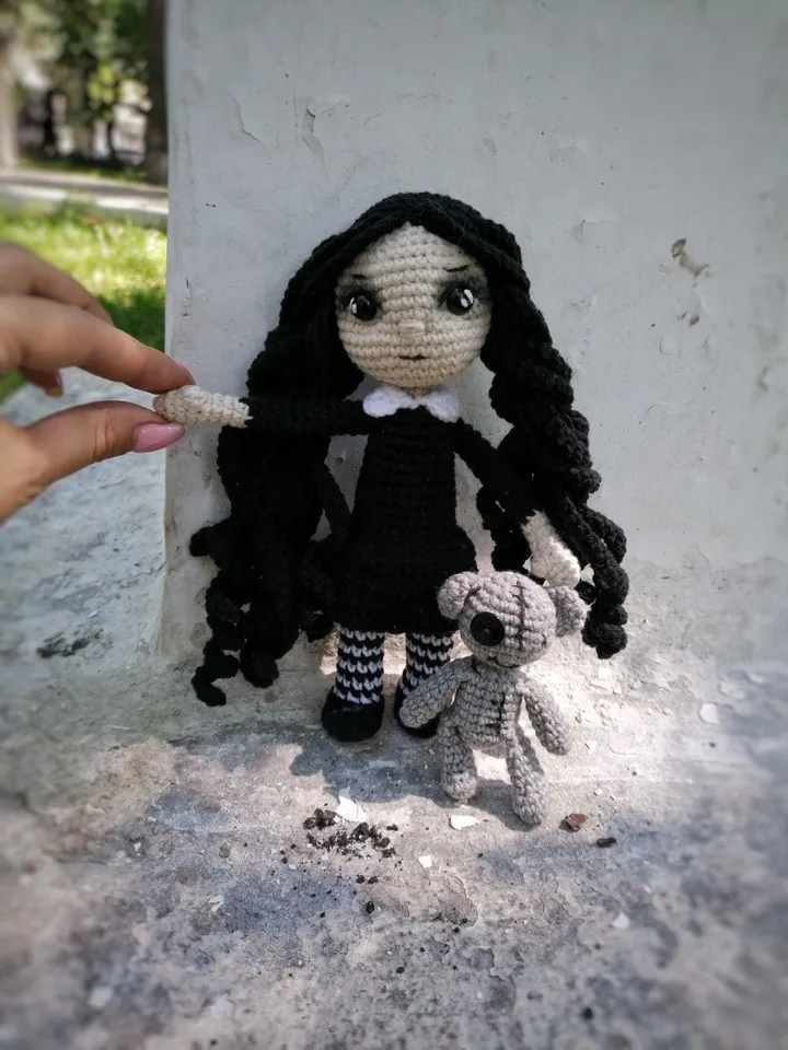 PDF Wednesday Addams Gothic doll crochet pattern, Crochet pattern, amigurumi small doll, voodoo doll, Halloween amigurumi pattern