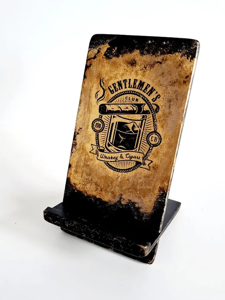 Craft Phone holder for desk Cell phone stand for man Black and gold phone stand