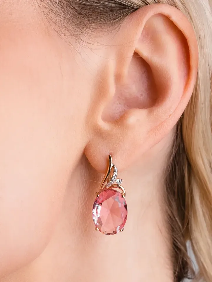 Earrings silver 925 with cubic zirconia and quartz