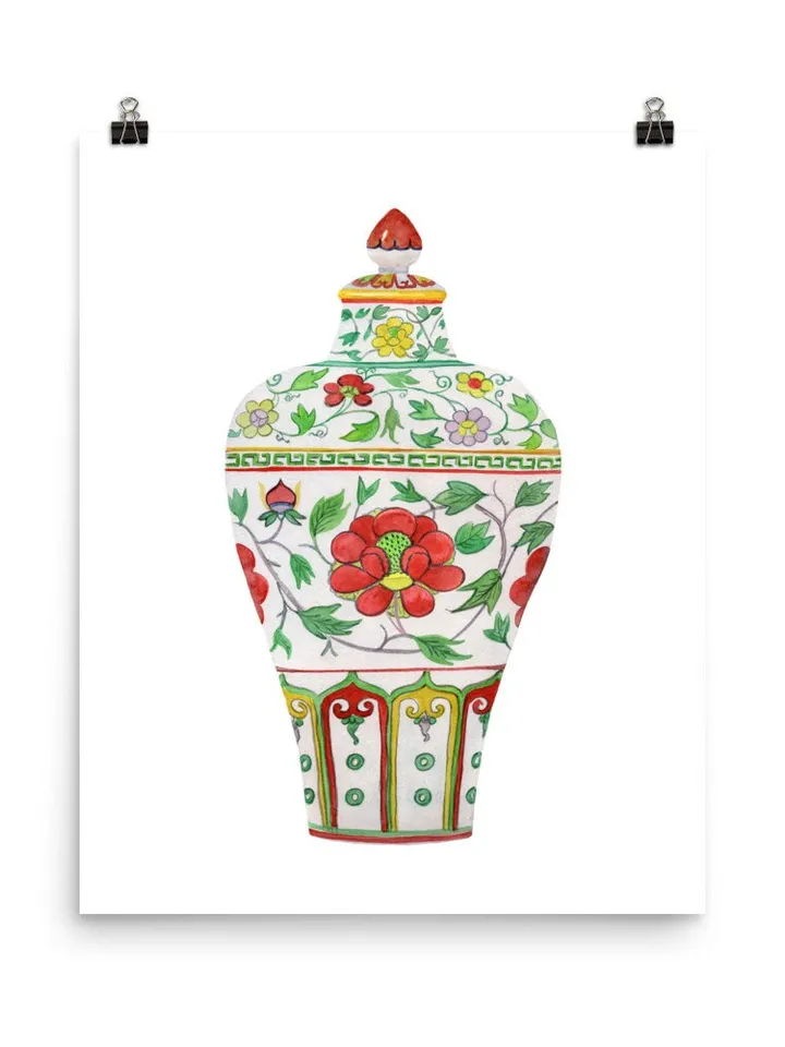 Green Set Of 2 Ginger Jars,Asian Vase Print, Chinoiserie Vase Wall Art Print ,Chinoiserie Set, Home Decor, Gift Idea For Living Room