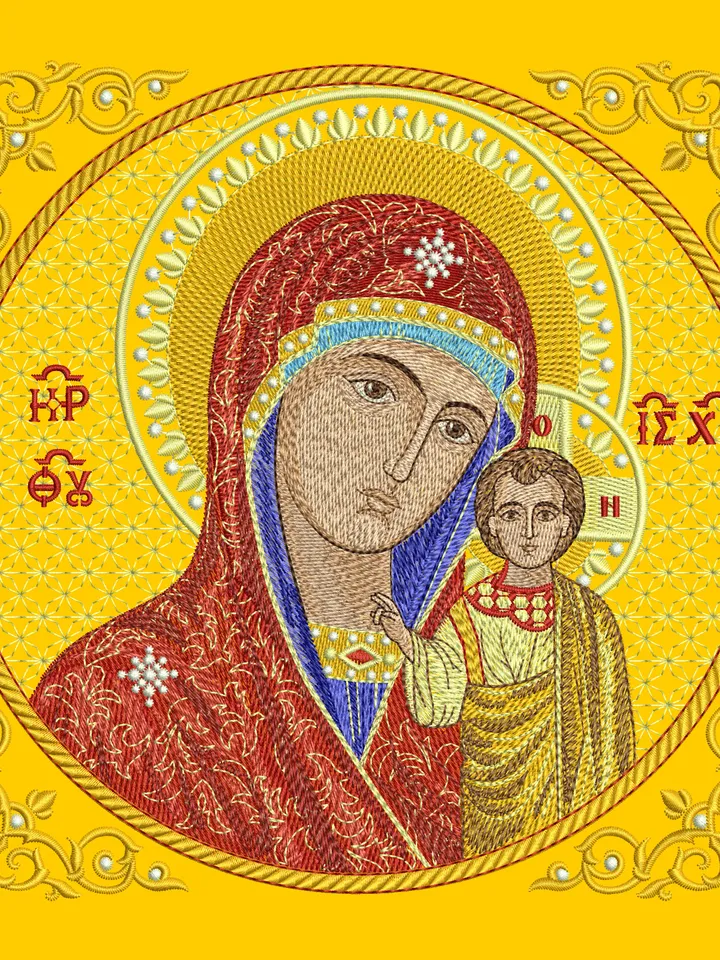 Mother of God Kazan icon embroidery design