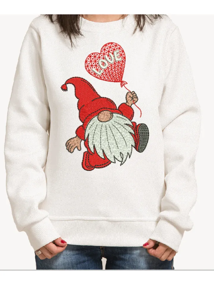 Valentine's Gnome machine embroidery design