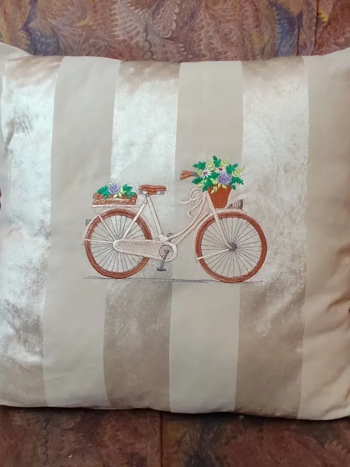 Floral Bicycle machine embroidery deisgn