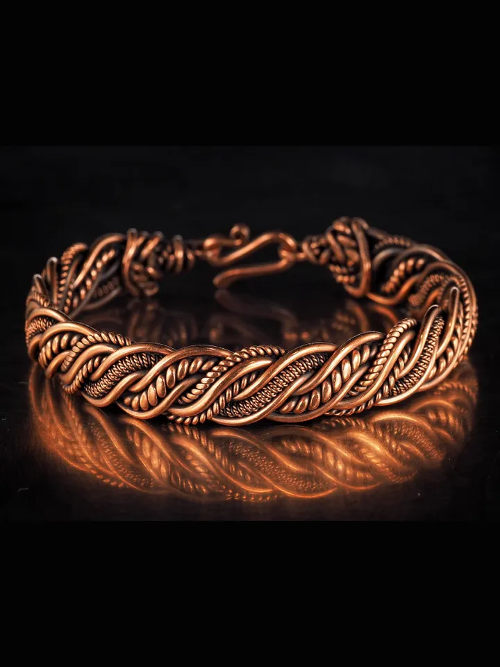 Wire wrapped copper bracelet Antique style copper jewelry WireWrapArt