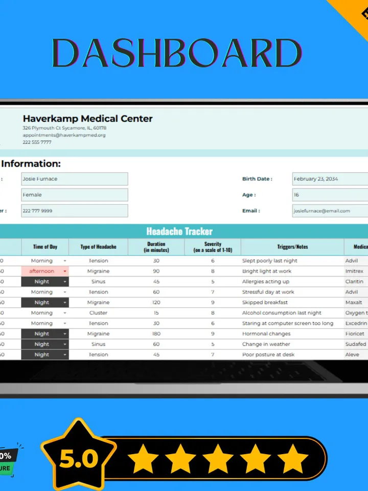 Free Headache Tracker Template, Editable Google Sheets Digital Download, Easy-to-Use Pain Management Log, Migraine Tracker
