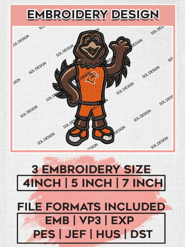 Bowling Green Falcons NCAA Team Mascot Logo embroidery designs, NCAA Bowling Green Falcons Logo Machine embroidery designs, NCAA Team Logo embroidery designs, NCAA Game Day Machine embroidery designs, Digital Download