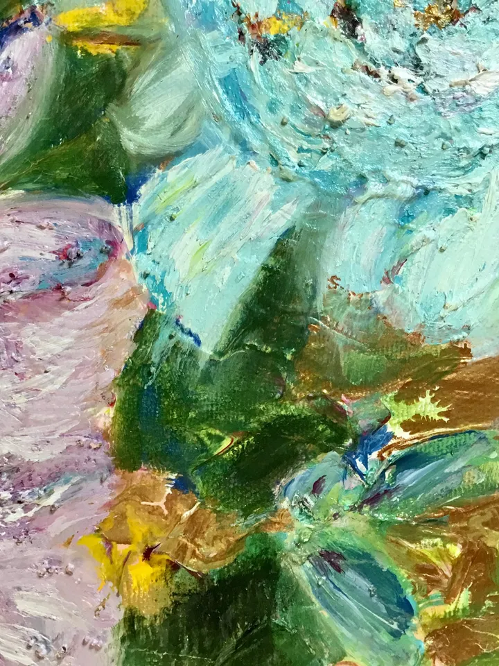 Flowers painting ,Abstract flowers on fantasy background,acrylic mix media painting.