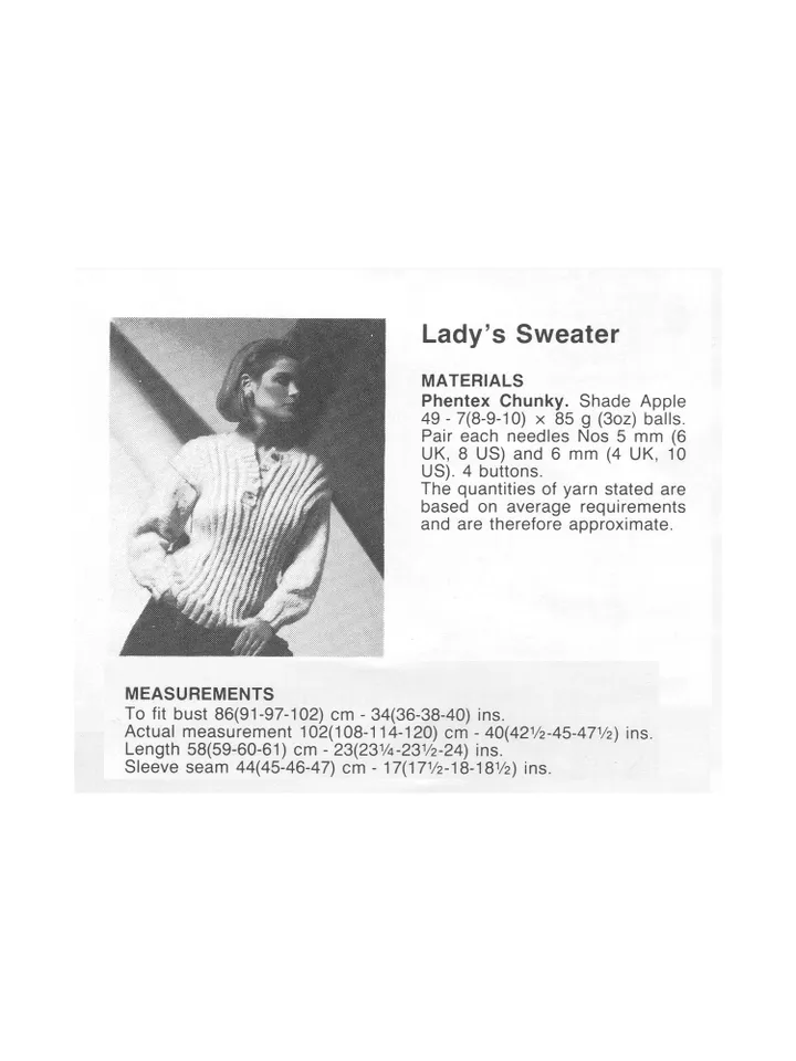 Vintage Knitting Pattern 244 Lady's Sweater Pullover Women