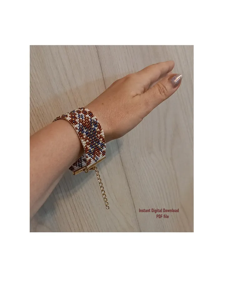 Cuff Bracelet patterns in Loom-Square Stitch technique for Miyuki Delicas and Preciosa. Instant Download
