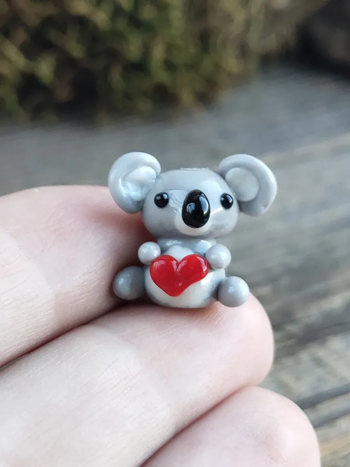 KOALA MINIATURE ANIMALS koala gifts I love you Koala figurine Koala ornament Koala Valentine Glass Koala Zen garden Terrarium figurine