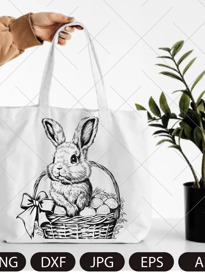 Easter Bunny SVG, Happy Easter svg, Spring svg, Rabbit SVG Cut file, Flower Bunny svg, Animal Face svg,Bunny in basket, bunny with eggs