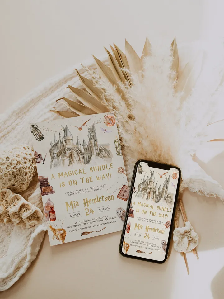 DIY Wizarding World Baby Shower iNVITATION; Magic School Baby Shower Template; School of Wizard Baby Shower invitation template; wh1